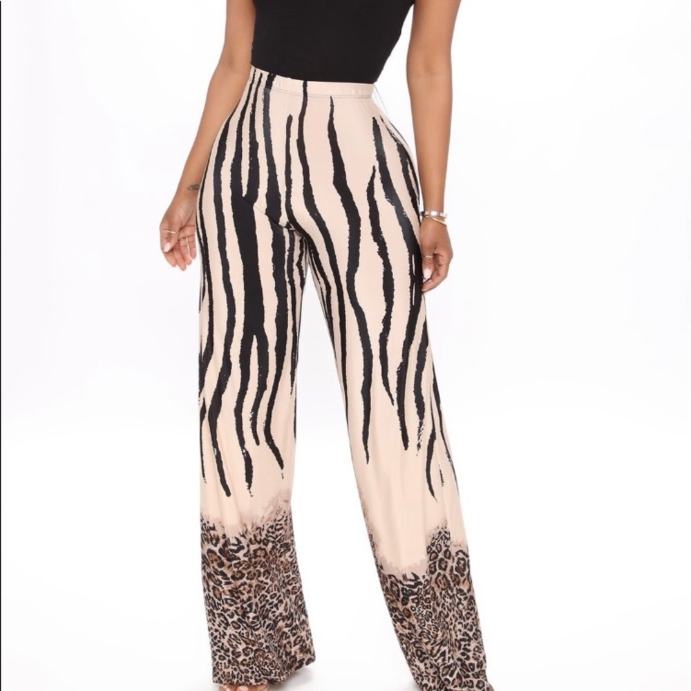Brown & beige and print Pants